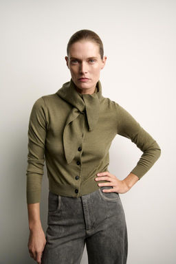 KNIT CARDIGAN WITH SCARF - Zara фото 3