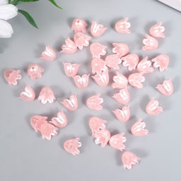 Цена за 2 шт. Бусины для творчества пластик Цветок ландыша жемчужный, набор 40 шт., розовый, 1?0.9?0.9 см