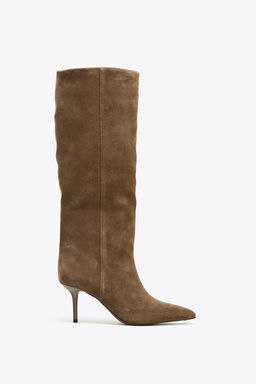 SPLIT SUEDE STILETTO HEEL BOOTS - Zara фото 4