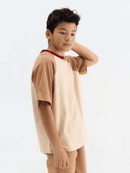 Футболка оверсайз Колор блок Крем-брюле 7+ - Bungly фото 3