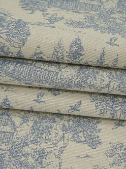 Хлопколен Туаль де Жуи - прованс цв.джинс (на суровом), ш.1.4м, лен-15%, хл-85%, 125гр/м.кв - Купава фото 9