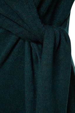 Zumrut Yesili Yumusak Dokulu Midi Triko Kruvaze Yaka Baglamal? Elbise TWOAW21EL0260