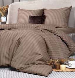 Простыня на резинке 090*200 см, бязь Комфорт, борт 25 см (Страйп, шоколад) - Ивановотекстиль фото 4