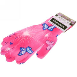 Цена за 12 шт. Перчатки нейлоновые "Лайт-Бабочки" 8 р-р ДоброСад