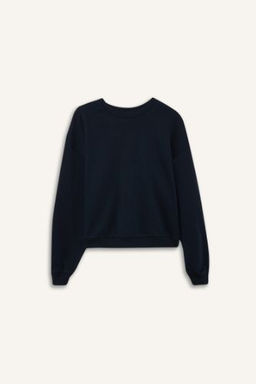 Regular Fit Bisiklet Yaka Kal?n Basic Duz Sweatshirt