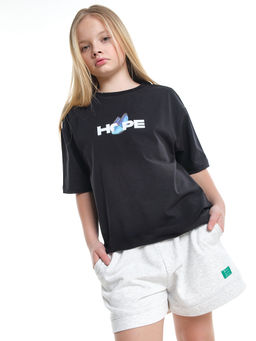 Футболка с принтом для девочки 22-9009 черный - Mini maxi фото 9