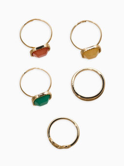 Набор колец 5 шт "Новый стиль" камни, размер МИКС, цветной в золоте