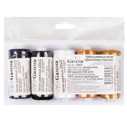 Нитки 20s/2 Gamma / Micron Джинсовая строчка 183 м 200 я 5 шт ассорти