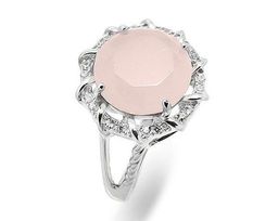 Кольцо из серебра розовый кварц, МЦВ970
