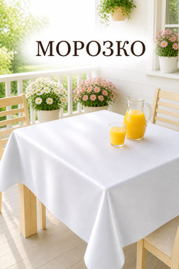 Скатерть арт. 13070/1/PB/170, МОРОЗКО, цвет белый, тефлоновая пропитка, ГОТОВАЯ СКАТЕРТЬ: высота 1,2 м ширина 1,6 м