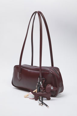 Kahverengi Kopek ve Beyzbol Figurlu Charm Detayl? Kad?n Mini Bowling Omuz Canta TAKSS25OC00021