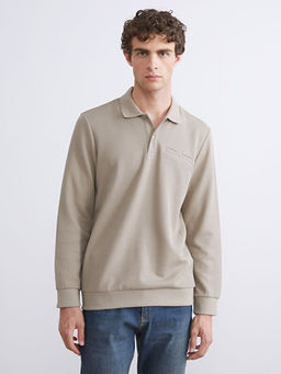 Polo Yaka Uzun Kollu Erkek Sweatshirt