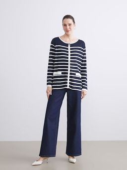 Bisiklet Yaka ?izgili Kad?n Triko H?rka