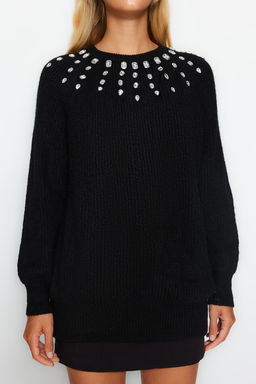 Ekru Yumusak Dokulu Mucevherli Triko Kazak TWOAW24KZ00685 - Trendyolmilla фото 10