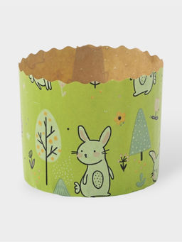 Цена за 2 шт. Формы для выпечки кулича бумажные Зайки в лесу, одноразовые, набор 10 шт., 7?6 см, зелёные