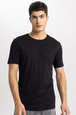 Slim Fit Dar Kesim Bisiklet Yaka K?sa Kollu Basic Duz Tisort