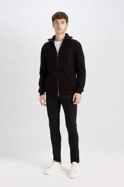 Кардиган стандартного кроя с высоким воротником - Defacto фото 2