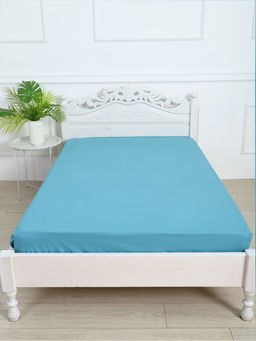 Простыня на резинке из поплина гладкокрашеного - Бирюза 180х200х25