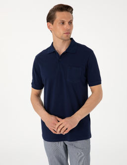 Lacivert Regular Fit %100 Pamuk Polo Yaka Basic Ti__rt
