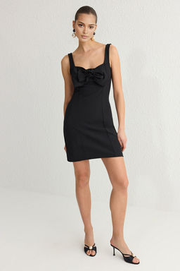 TRENDYOLMILLA Siyah A-Kesim Fiyonk Detayl? Dokuma S?k K?sa Elbise TPRSS25EL00092  фото 3