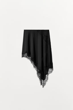 ASYMMETRIC LACE SATIN SKIRT - Zara фото 4