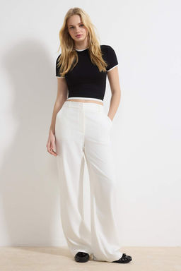 Koyu Kahverengi Genis Paca Wide Leg Bootcut Dokuma Kumas Pantolon TWOAW21PL0332