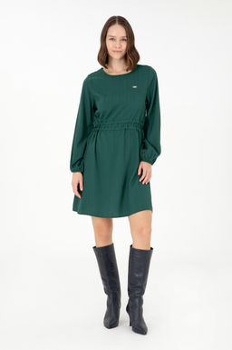 Женское темно-зеленое тканое платье Неожиданная скидка в корзине - U.s. polo assn фото 3