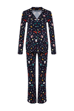 Trendyolmilla Lacivert %100 Pamuklu K?s Temal? Orme Pijama Tak?m? THMAW22PT1212  фото 6