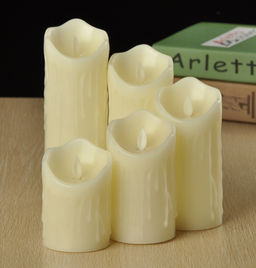 Сувенир с подсветкой "Свеча восковая - Небесная" 7,5*10 см - облита воском (работает от батареек 3 ААА)