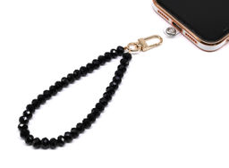 Браслет для телефона из циркона рондель 8*6мм цв.черный