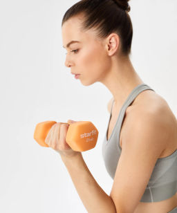 Гантель неопреновая STARFIT DB-201 2 кг, оранжевый пастель  фото 6