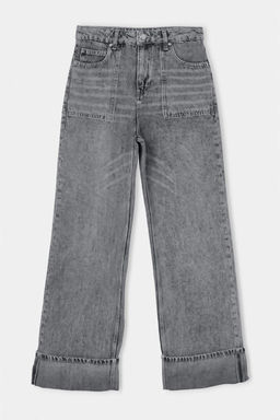 Gri %100 Pamuk Y_ksek Bel Wide Leg Jeans TWOAW27JE00016 - Trendyolmilla фото 9