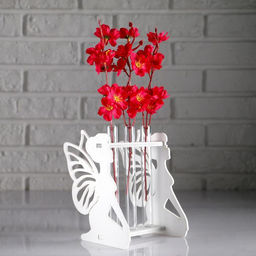 Кашпо деревянное 13.311.615.5 см с 3 колбами Фея, белый Дарим Красиво