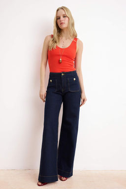 Ekru Fitted/Vucuda Oturan V Yaka Kal?n Ask?l? Kolsuz Fitilli Esnek Orme Atlet TWOSS26AL00021 - Trendyolmilla фото 6