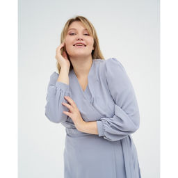 Платье женское миди MIST plus-size, серо-голубое, размер 58