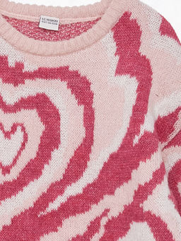 Bisiklet Yaka Desenli Uzun Kollu K?z ?ocuk Triko Kazak - Waikiki фото 3