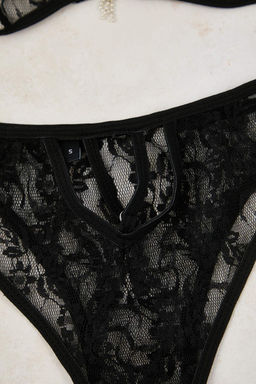 Siyah Dantel Duz Kaps?z Ic Camas?r? Tak?m? THMAW26CC00019 - Trendyolmilla фото 6