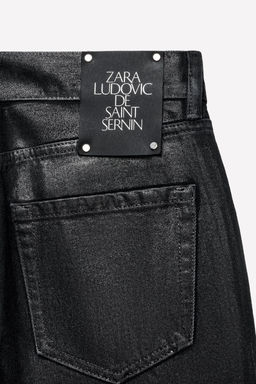 LUDOVIC DE SAINT SERNIN x ZARA WAXED LOW-RISE BOOTCUT JEANS  фото 6