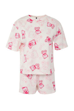 Trendyolmilla Pembe %100 Pamuklu Ay?c?kl? Sortlu Orme Pijama Tak?m? THMSS25PT00367  фото 11