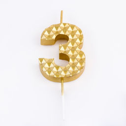 Свеча в торт на шпажке Соты, цифра 3, 7 см, золото - Simaland фото 3