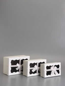 Набор подарочных коробок 3 в 1, прямоугольные с окном, белый, 23×16×9.5; 21×14×8; 19×12×6.5 см