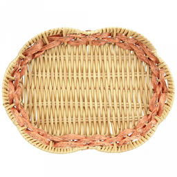 Корзина-сухарница плетеная Береста 33х24см h7,5см, полипропилен, карамельный, ажурный край, металлический каркас, форма овальная (Китай) - Домашняя мода фото 3
