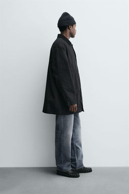 DENIM TRENCH COAT WITH CONTRAST COLLAR - Zara фото 4