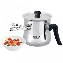 "Zeidan" Молоковарка из нержавеющей стали 2,0л, металлическая крышка, бакелитовая ненагревающаяся ручка, двойные стенки, подарочная коробка (Китай) Подходит для всех видов плит, включая индукционную.