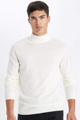 Slim Fit Dar Kesim Yar?m Bal?kc? Yaka Basic Duz Triko Kazak - Defacto фото 3