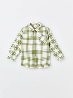 Uzun Kollu Ekose Desenli Erkek ?ocuk Oduncu G?mlek