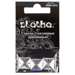 Страз Zlatka ZRSE-0212 Crystal 12 х 12 мм стекло 5 x 3 шт в пакете с картонным еврослотом №01 белый (Crystal)