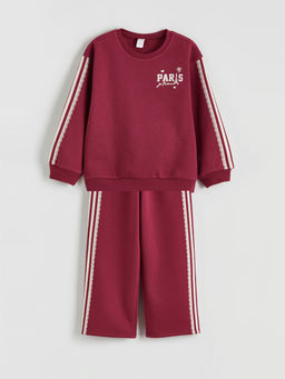 Bask?l? K?z ?ocuk Sweatshirt ve E?ofman Alt?