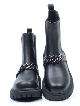 01-5272-1 BLACK Ботинки демисезонные женские (искусственная кожа, байка)