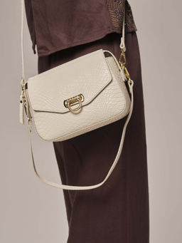 Женская сумка кросс-боди Azaro 3684 бежевый лен/питон